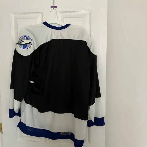 Vintage 90s CCM Tampa Bay Lightning Hockey Jersey Large White Black Blue - Picture 5 of 6